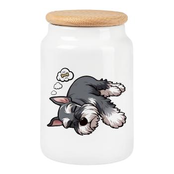 Schnauzer Riesenschnauzer Schnauzerbesitzer - Keksdose mit Holzdeckel - Weiß - Vorne