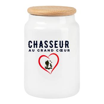 Chasseur au grand cœur Cadeau Meilleur Chasseur - Boîte à biscuits avec couvercle en bois - blanc - Devant