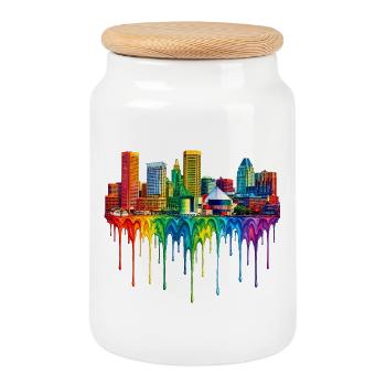 Peinture dégoulinante de Baltimore, Maryland - Boîte à biscuits avec couvercle en bois - blanc - Devant