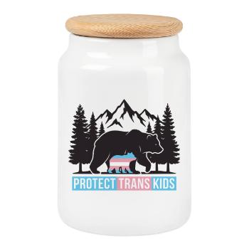 Pride Month LGBT – Schütze trans Kinder - Keksdose mit Holzdeckel - Weiß - Vorne