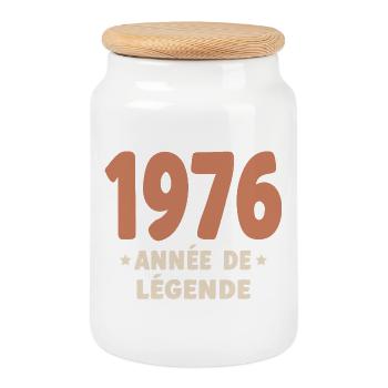50 Years 1976 Vintage Retro Birthday Gift - Cookie Jar with Wooden Lid - white - Front