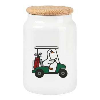 Got Too Silly Golf Goose - Cookie Jar with Wooden Lid - white - Front