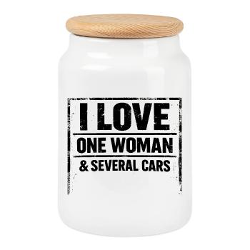 T-Shirt Humor Car Passion Mechanics Auto - Cookie Jar with Wooden Lid - white - Front