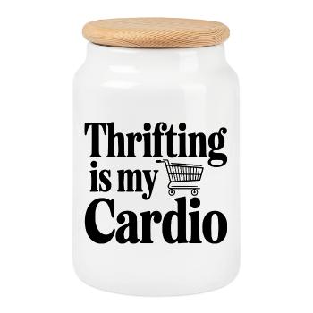 Le fribrifling, c’est mon Cardio - Boîte à biscuits avec couvercle en bois - blanc - Devant