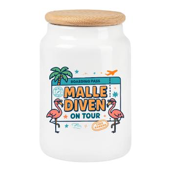 Malle Divas On Tour Women's Flamingo Mallorca Party - Cookie Jar with Wooden Lid - white - Front