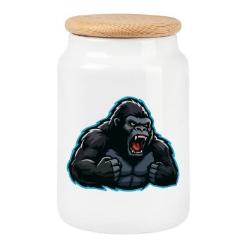 Esports Gorilla Style - Boîte à biscuits avec couvercle en bois - blanc - Devant