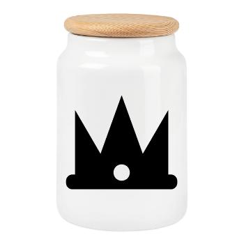 Couronne - Boîte à biscuits avec couvercle en bois - blanc - Devant