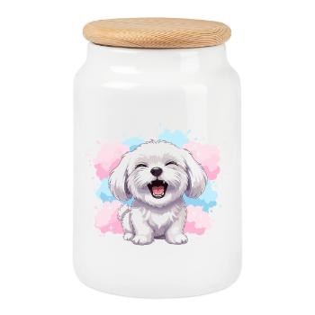 Éclaboussure pastel joyeuse et duveteuse - Boîte à biscuits avec couvercle en bois - blanc - Devant