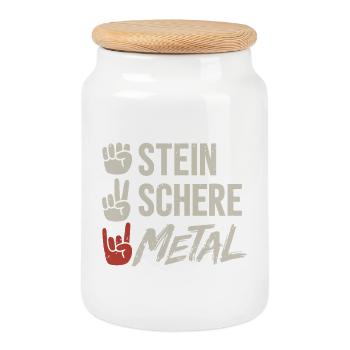 Stein Schere Metal Band Heavy Metal Musik - Keksdose mit Holzdeckel - Weiß - Vorne