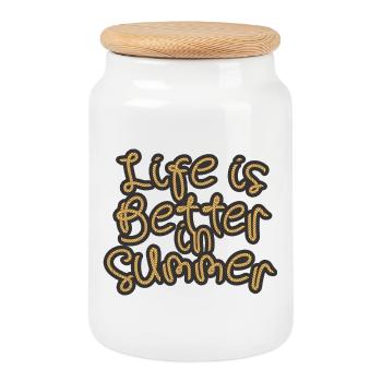 Life is better in summer - Keksdose mit Holzdeckel - Weiß - Vorne