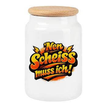Nen Scheiss Muss ich retro comic - Cookie Jar with Wooden Lid - white - Front