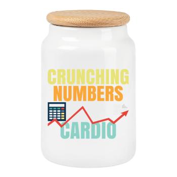 Zahlen zählen ist mein Cardio Crunching Numbers - Keksdose mit Holzdeckel - Weiß - Vorne