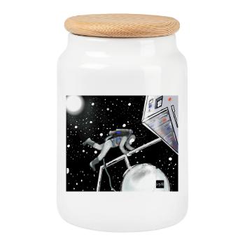 Space Explorer im Orbit - Keksdose mit Holzdeckel - Weiß - Vorne