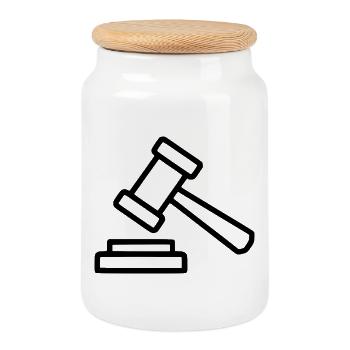 Law Lawyer Libra Lawyer Court Law - Cookie Jar with Wooden Lid - white - Front