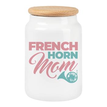French Horn Mom - Cookie Jar with Wooden Lid - white - Front
