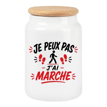 Marche Empreintes Rouge - Boîte à biscuits avec couvercle en bois - blanc - Devant