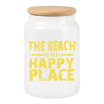 The beach is my happy place - Keksdose mit Holzdeckel - Weiß - Vorne