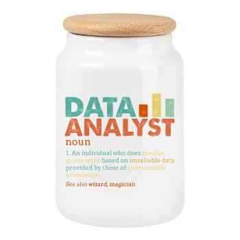 Data Analyst Retro Color Blocks - Boîte à biscuits avec couvercle en bois - blanc - Devant