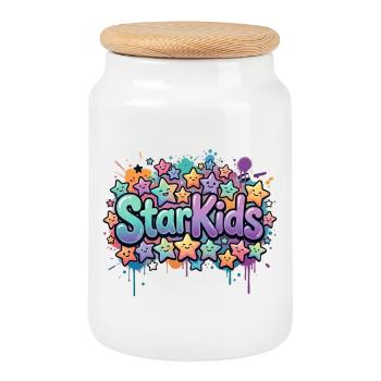 StarKids  - Keksdose mit Holzdeckel - Weiß - Vorne