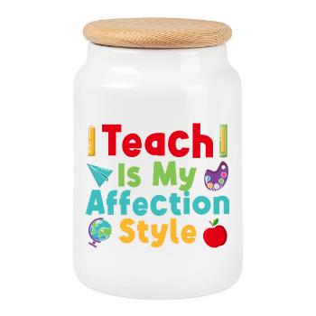 Pre K Teacher Affection Style Kindergarten Teacher - Cookie Jar with Wooden Lid - white - Front