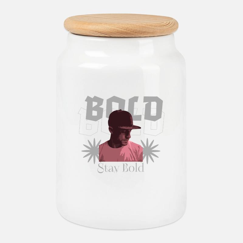 Reste courageux – Portrait de palmier - Boîte à biscuits avec couvercle en bois - blanc