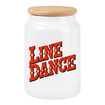 Line Dance Vibes - Cookie Jar with Wooden Lid - white - Front