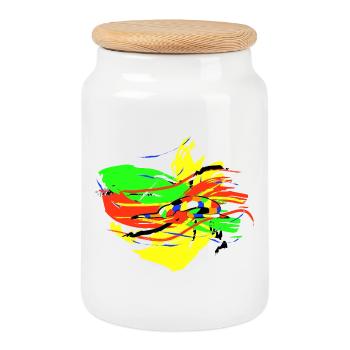Yoga Pose - Child Asana - Abstract - Cookie Jar with Wooden Lid - white - Front
