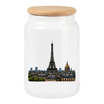 Paris - Boîte à biscuits avec couvercle en bois - blanc - Devant