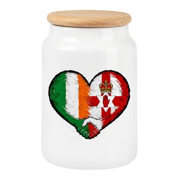 Europe Friendship Northern Ireland Ireland Cohesion - Cookie Jar with Wooden Lid - white - Front