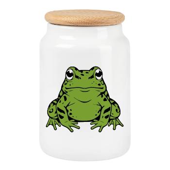 Cadeau de crapaud grenouille verte Amoureux de la nature - Boîte à biscuits avec couvercle en bois - blanc - Devant