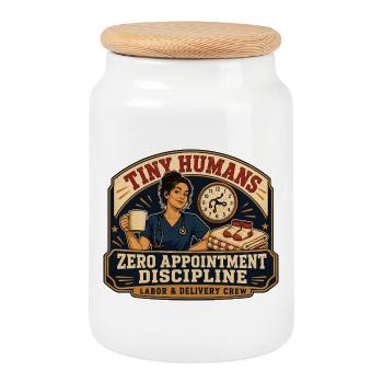 Petits Gens Zéro Échéance Discipline - Boîte à biscuits avec couvercle en bois - blanc - Devant