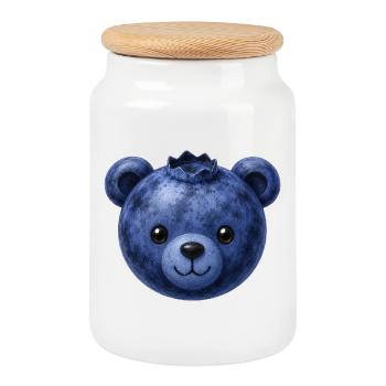 Motif de fruits doux à la tête d’ours - Boîte à biscuits avec couvercle en bois - blanc - Devant