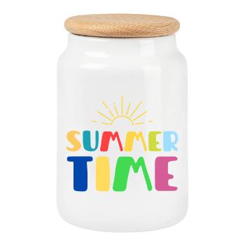 Sommer in Farbe: Sommerwetter - Keksdose mit Holzdeckel - Weiß - Vorne