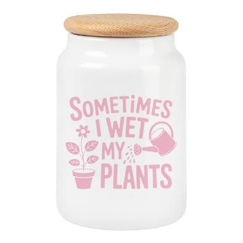 Zimmerpflanzen Sprüche Lustiges Blumen Geschenk - Keksdose mit Holzdeckel - Weiß - Vorne