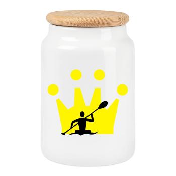 Canoe Crown - Cookie Jar with Wooden Lid - white - Front