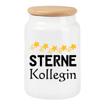 Sterne Kollegin Geschenk - Keksdose mit Holzdeckel - Weiß - Vorne