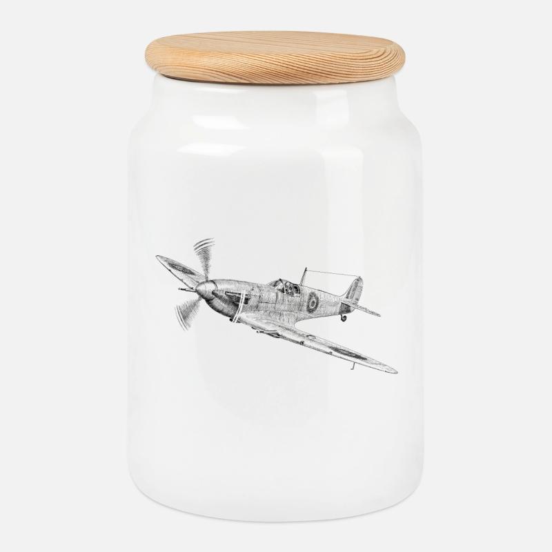 Spitfire - Cookie Jar with Wooden Lid - white
