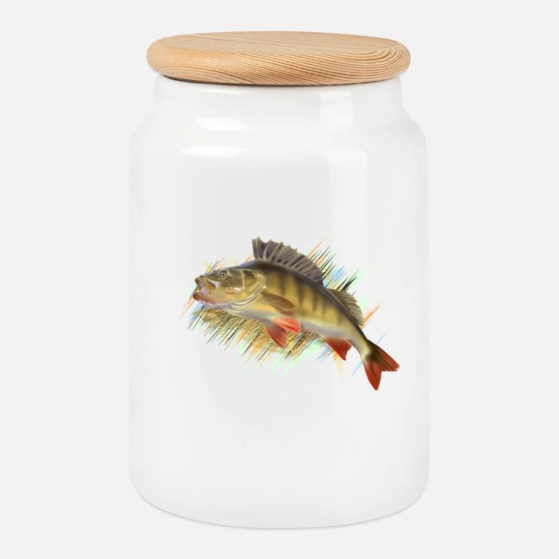 Perch - Cookie Jar with Wooden Lid - white