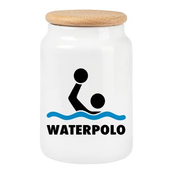 water polo - Cookie Jar with Wooden Lid - white - Front
