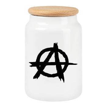 Anarchy - Cookie Jar with Wooden Lid - white - Front
