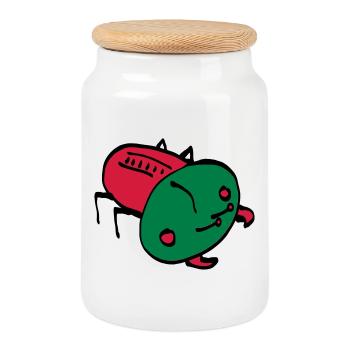 bug color VECTOR insect crawling animal - Cookie Jar with Wooden Lid - white - Front
