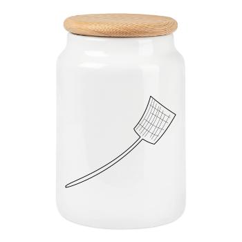 Swatter - Cookie Jar with Wooden Lid - white - Front