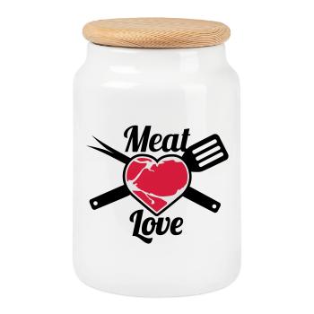 Meat Love - Keksdose mit Holzdeckel - Weiß - Vorne