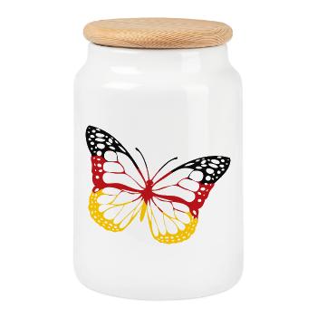 Schmetterling Deutschland Schwarz-Rot-Gold Fahne - Keksdose mit Holzdeckel - Weiß - Vorne