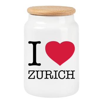 I LOVE ZURICH Zürich - Keksdose mit Holzdeckel - Weiß - Vorne
