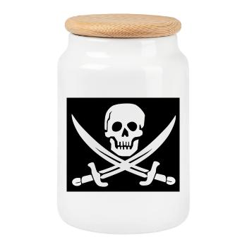 Crâne et épées Pirate Emblem - Boîte à biscuits avec couvercle en bois - blanc - Devant