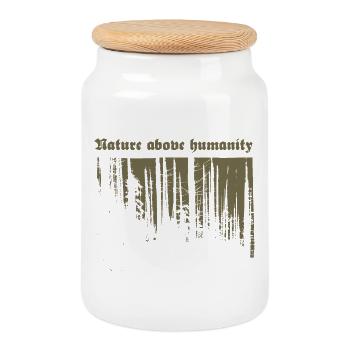 Nature above humanity (gold) - Cookie Jar with Wooden Lid - white - Front