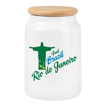 rio - Boîte à biscuits avec couvercle en bois - blanc - Devant