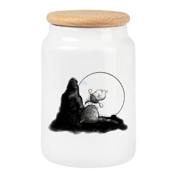Wolf Schäfchen - Schaf - Sheep - Keksdose mit Holzdeckel - Weiß - Vorne