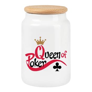 poker - Keksdose mit Holzdeckel - Weiß - Vorne